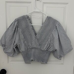 Abercrombie & Fitch Black and White Striped Blouse